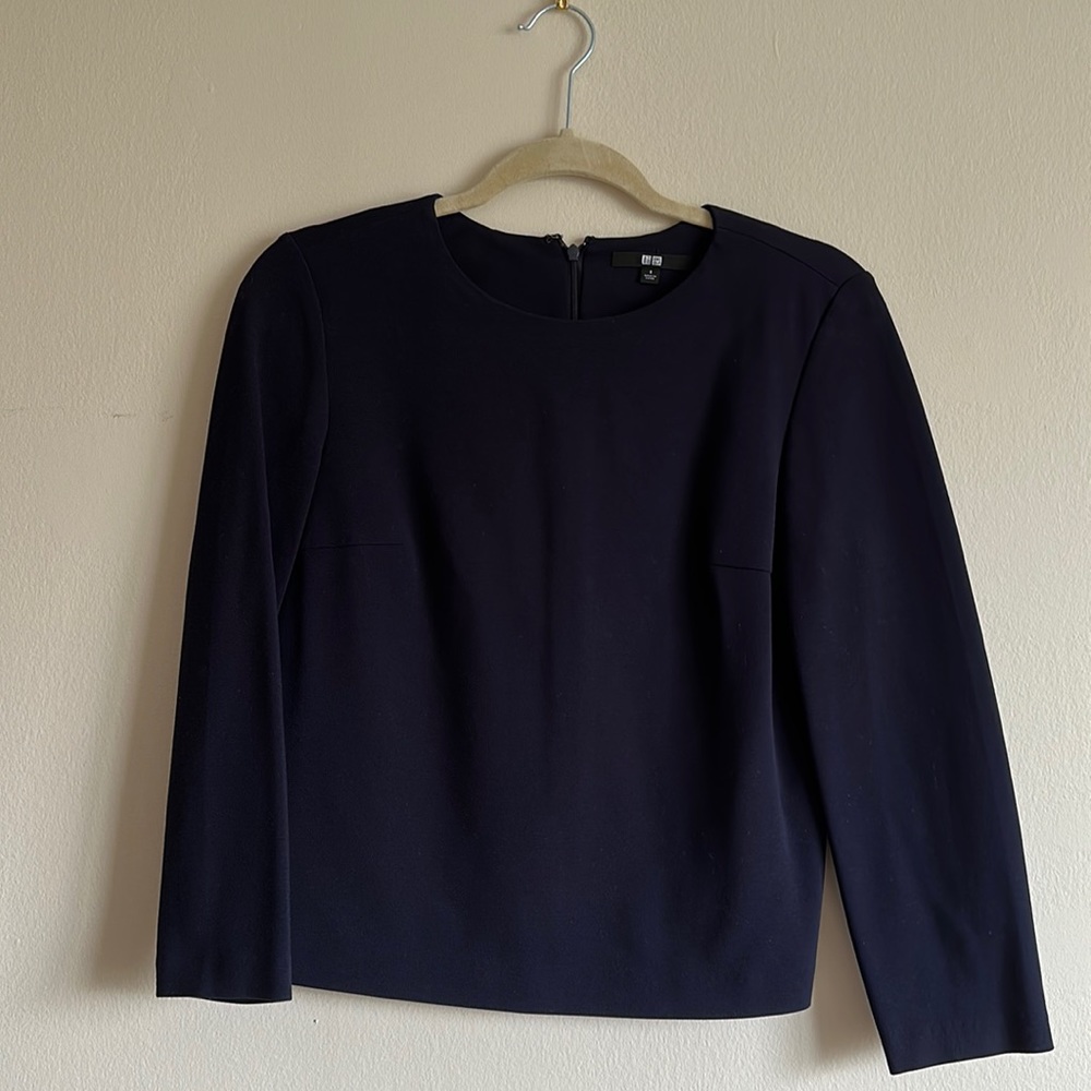 Structured Uniqlo Blouse (Navy)